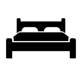 Double bed with two pillows vector icon, representing sleep, hotel accommodation, comfort and bedroom furnishings