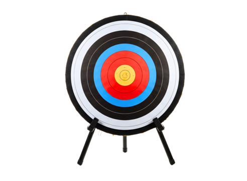 Archery target on a tripod stand isolated on transparent background