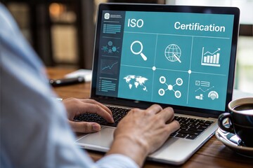 Person Working on Laptop with Data Analytics Dashboard
