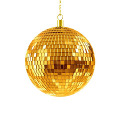 Golden disco ball isolated on transparent background
