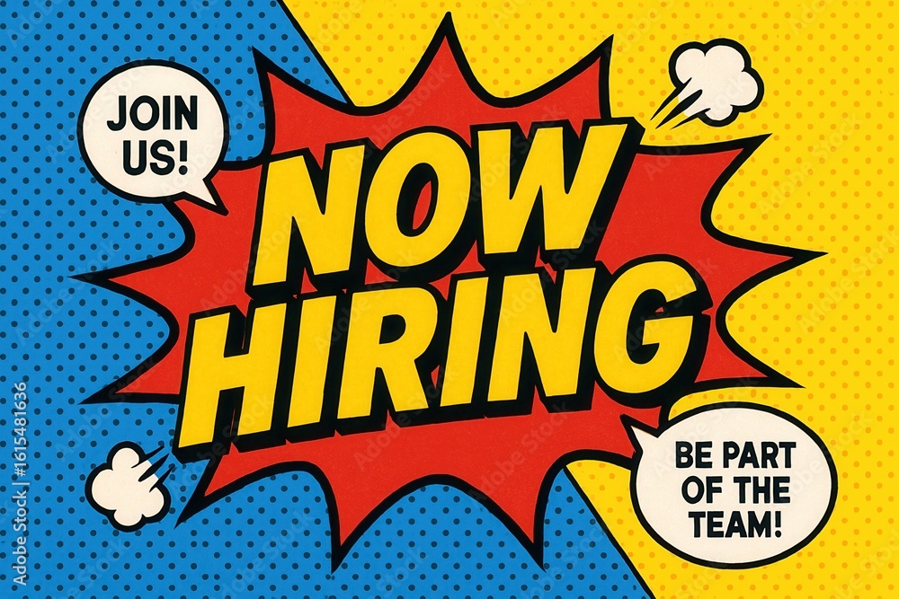 Poster bold comic-style design with a 