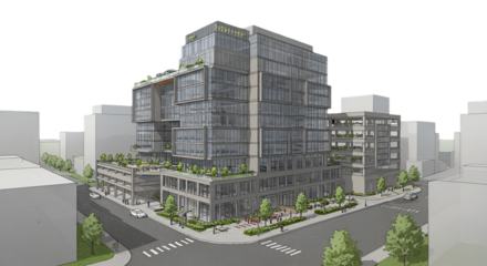 3D Illustration Of Modern Commercial Building With Transparent Background