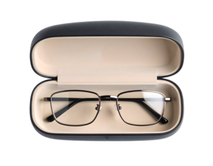 Stylish Eyeglasses in Open Case for Fashion and Vision Correction
