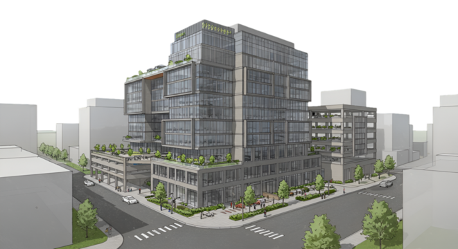 3D Illustration Of Modern Commercial Building With Transparent Background