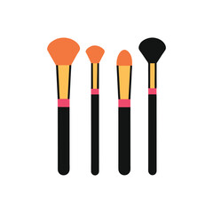 set of black and white paint brushes isolated vector art on white background 