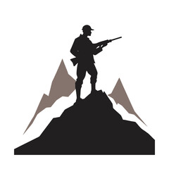 Warrior On Cliff With Rifle Silhouette
