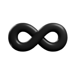 3D Render of a Black Infinity Symbol Isolated on Transparent Background
