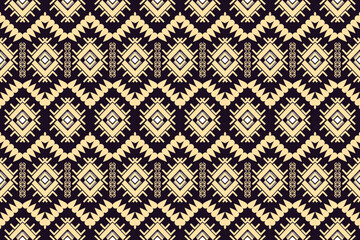 Seamless traditional Thai-inspired geometric pattern in cream and dark tones. Abstract ethnic textile design with cultural diamond shapes, perfect for fabric, wallpaper, and background decoration.