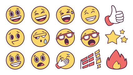 Emoji and Expression Icon Set – Vector Icons for Emotions, Reactions, and Chat Communication