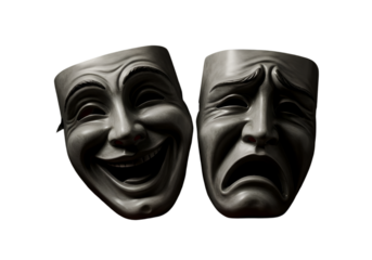 3D Render Illustration Of Comedy And Tragedy Masks Isolated On Transparent Background