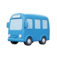 3D Render of a Blue Bus Illustration Isolated On Transparent Background
