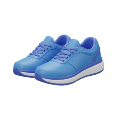 3D Render Of Blue Sneakers Pair Isolated On Transparent Background