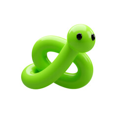 Fototapeta premium 3D Render Of A Green Glossy Snake With Black Eyes Isolated on Transparent Background