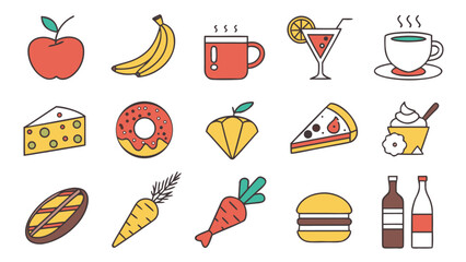 Food and Drink Icon Set – Vector Icons for Culinary, Beverages, and Dining