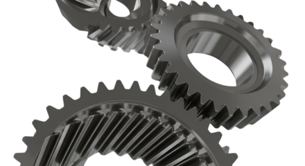 3D Render Of Metallic Gears Isolated On Transparent Background