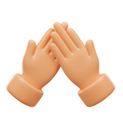 3D Render Of Praying Hands Isolated On Transparent Background Warm Tone