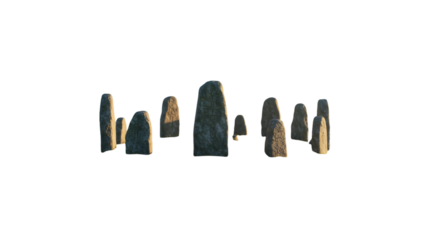 3D Render of Stonehenge with golden sunlight and black background