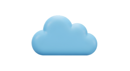 3D Rendered Blue Cloud Icon on Transparent Background Illustration