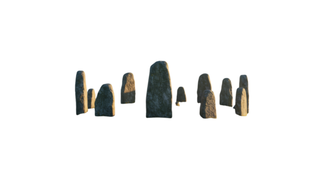 3D Render of Stonehenge with golden sunlight and black background