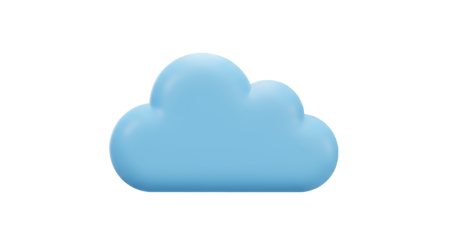 3D Rendered Blue Cloud Icon on Transparent Background Illustration