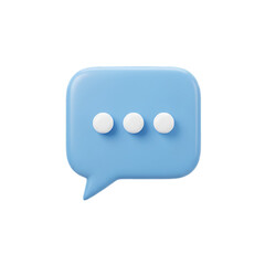 3D Rendered Blue Chat Bubble Icon on Transparent Background Illustration