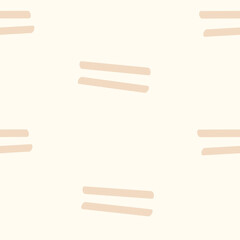 seamless minimalist hand-drawn pattern with brown stripes and beige backgroubd	
