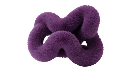 Abstract 3D Render Of A Fluffy Purple Knot Shape Isolated On Black Background