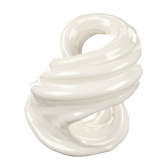 Abstract 3D Render of Creamy White Swirl Isolated on Transparent Background