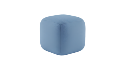 Abstract 3D Rendered Cube with Blue Surface on Isolated Transparent Background