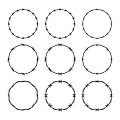 Circle Barbed Wire Frame Vector Illustration