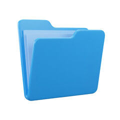 3D Rendered Blue Folder Icon with Documents on Transparent Background