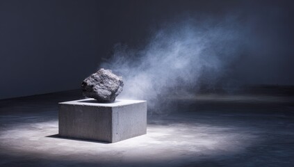Dark stone on a light cube, smoky aura