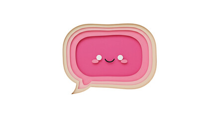 3D Rendered Cute Pink Chat Bubble Icon With Smiling Face Against Black Background