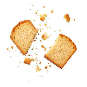 broken bread rusks with crumbs png torn rusks pieces png biscuit crumbs png bakery snack isolate png transparent background image
