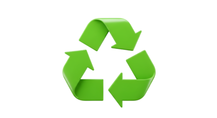 3D Rendered Green Recycle Symbol Isolated on a Transparent Black Background