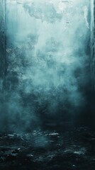 Spooky Grunge Room Interior with Foggy Light and Grunge Wall