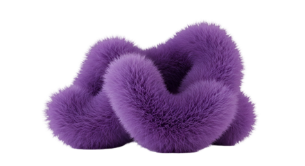 3D Rendered Purple Fluffy Abstract Form Isolated on Black Transparent Background