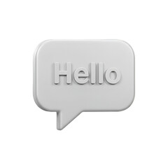 3D Rendered Isolated Hello Speech Bubble Icon On Transparent Background