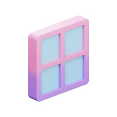 3D Rendered Pastel Window Icon Isolated on Transparent Background