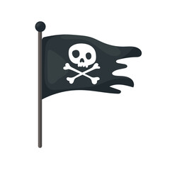 Pirate Flag. Flat vector clipart, illustration with isolated background.
