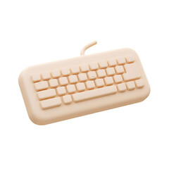3D Rendered Isolated Keyboard Illustration Beige Color Modern Design