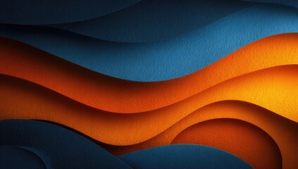 Abstract wavy layers of deep blue and orange