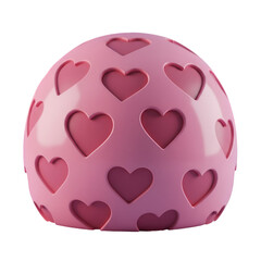 3D Rendered Pink Sphere with Heart Cutouts on Transparent Isolated Background