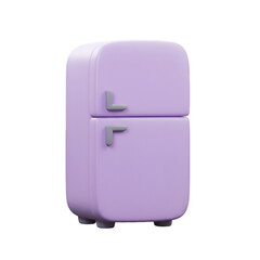 3D Rendered Purple Refrigerator Isolated On Transparent Background Minimal Design