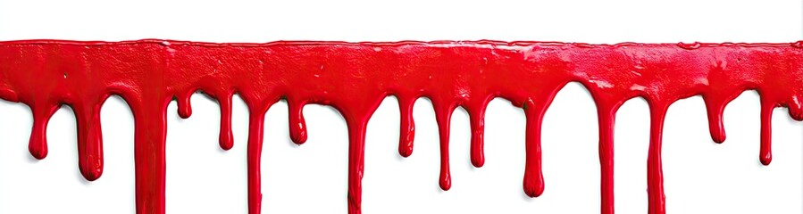 Dripping red substance on white background