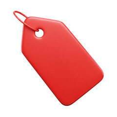 3D Rendered Red Price Tag Illustration on Transparent Isolated Background