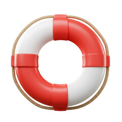 3D Rendered Lifebuoy Isolated on Transparent Background for Protection