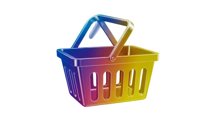3D Rendered Shopping Basket Illustration With Gradient Colors On Transparent Background