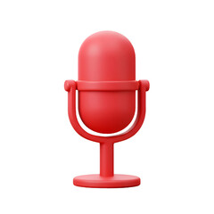 3D Rendered Red Microphone Isolated on Transparent Background Illustration