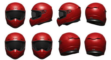 3D Rendered Red Motorcycle Helmet Isolated on Transparent Background